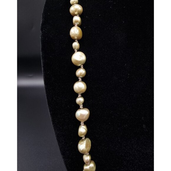 CGI Freshwater Pearl Long Necklace Gold Tone Elegant Jewelry - Picture 6 of 6